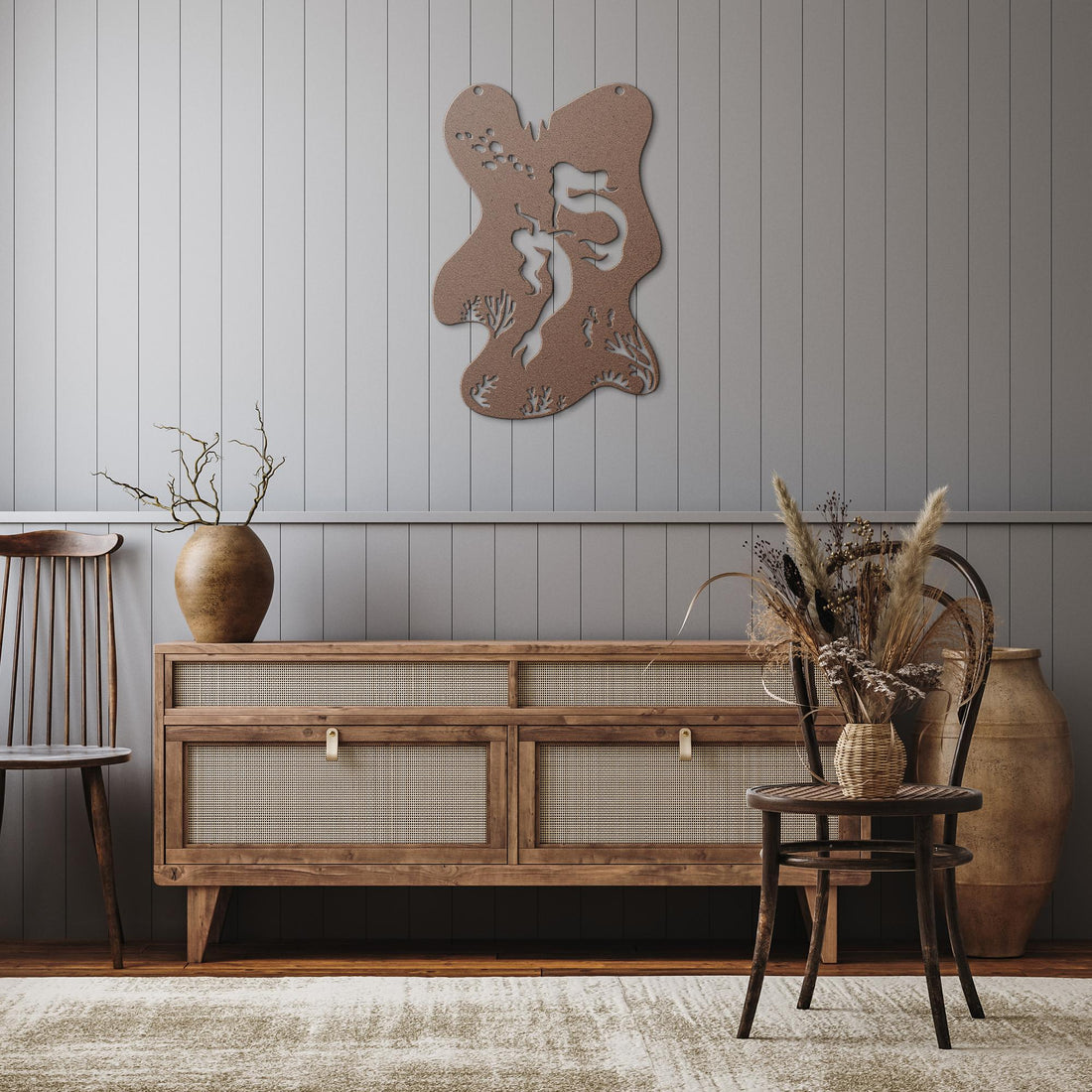 Mermaid_Dreams_Metal_Wall_Art_Copper_Rustic_Hallway_Mockup