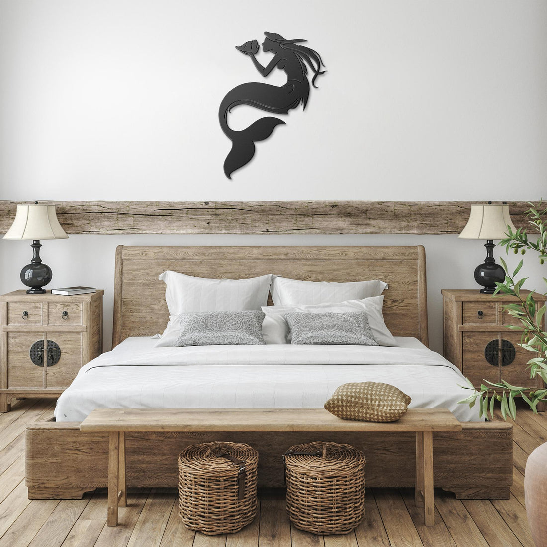 Mermaid_with_Conch_Shell_Metal_Wall_Art_Black_Farmhouse_Bedroom_Mockup