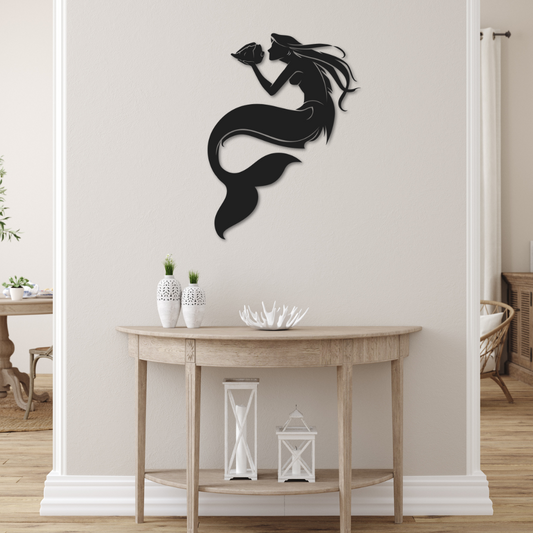 Mermaid with Conch Shell Metal Wall Art - Country Proud USA