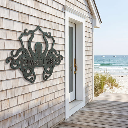 Custom Metal Octopus Heritage Address Sign