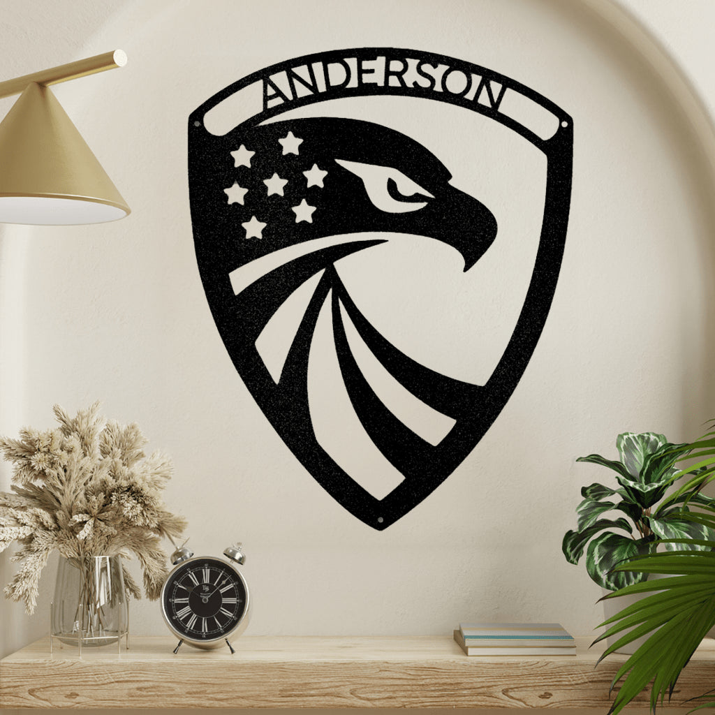 Modern Eagle Monogram Metal Wall Art