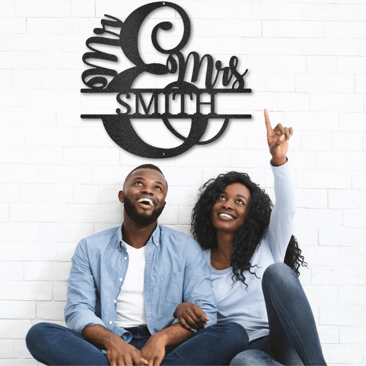 Mr. & Mrs. Monogram Metal Wall Art for Home
