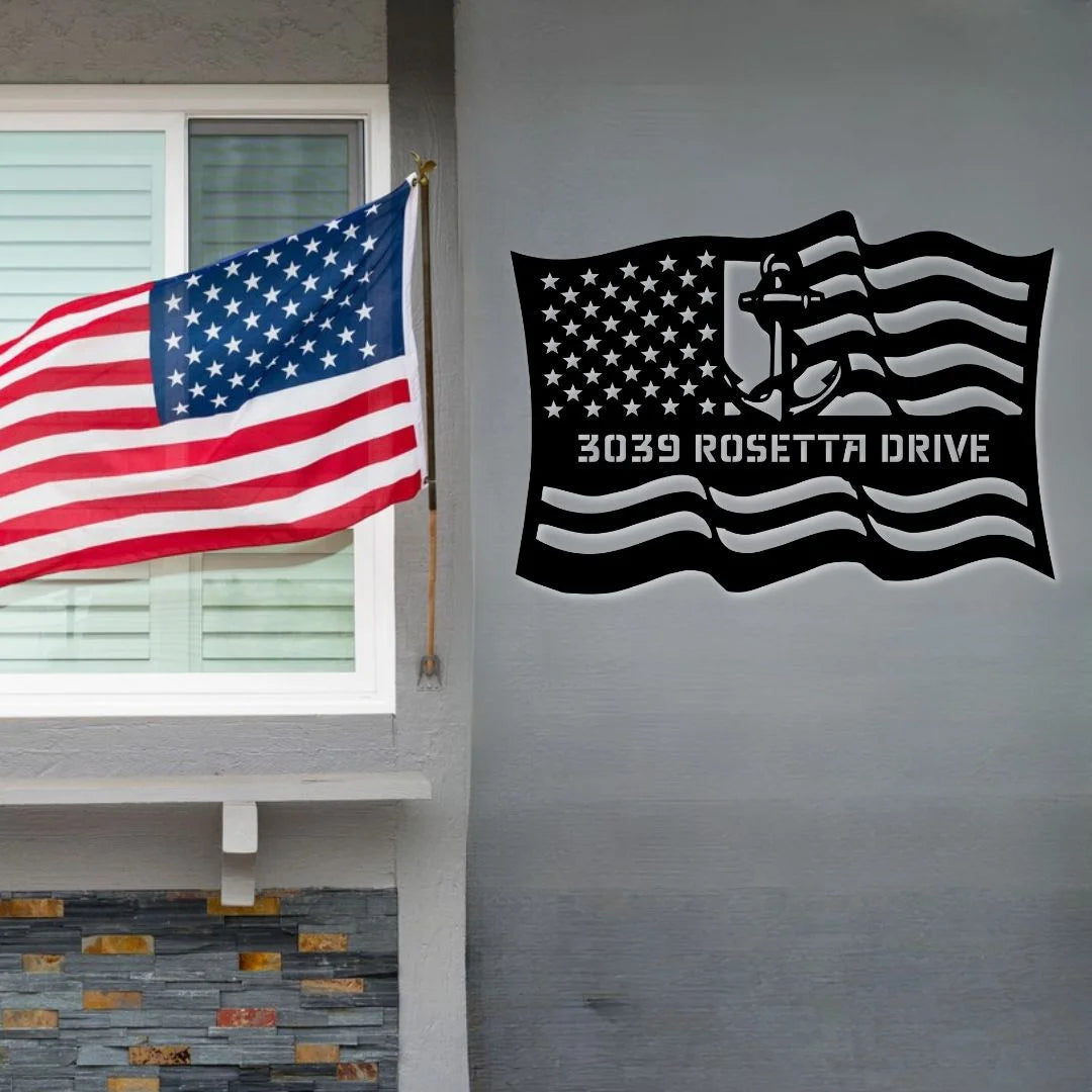 Custom Navy Anchor Address Sign