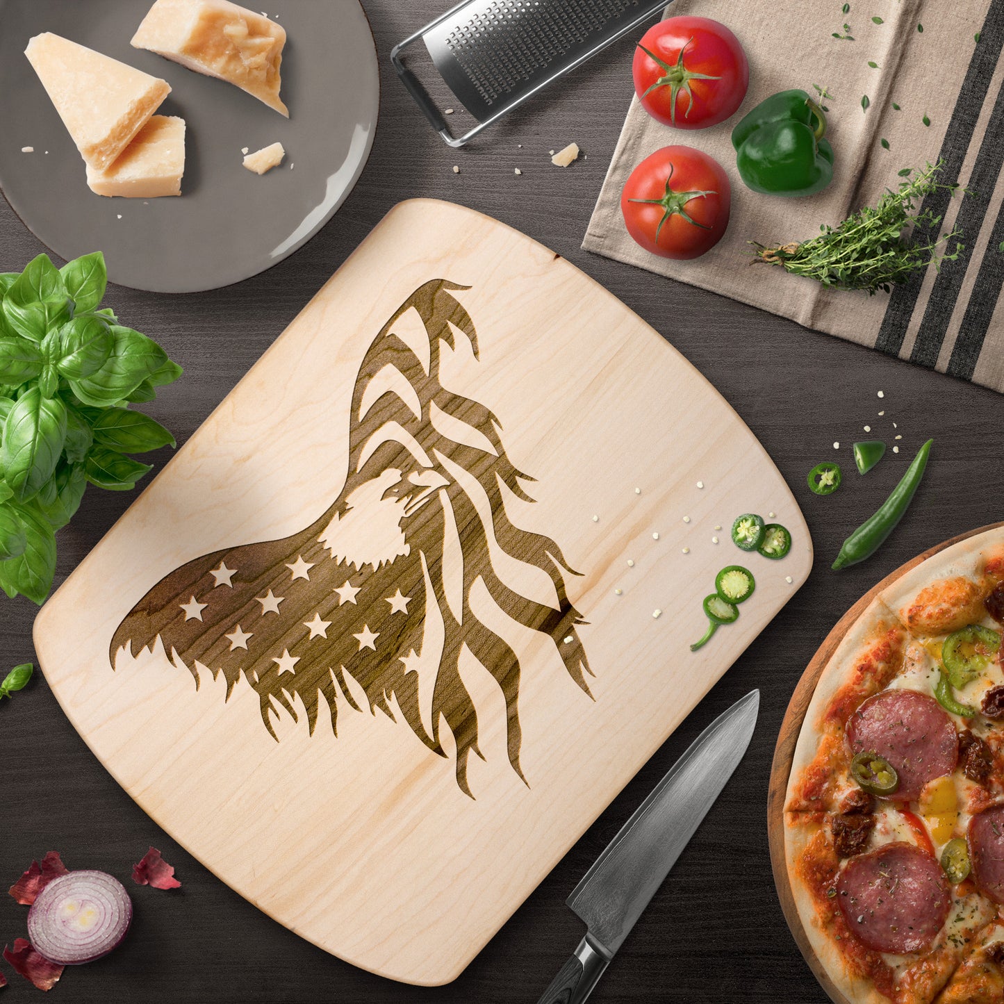 Patriotic American Eagle Hardwood Oval Cutting Board - Country Proud USA