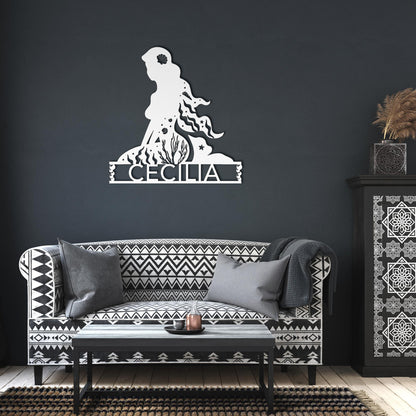 Personalized_Mermaid_Metal_Wall_Art_White_Dark_Living_Room_Mockup