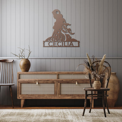Personalized_Mermaid_Metal_Wall_Art_Copper_Rustic_Hallway_Mockup