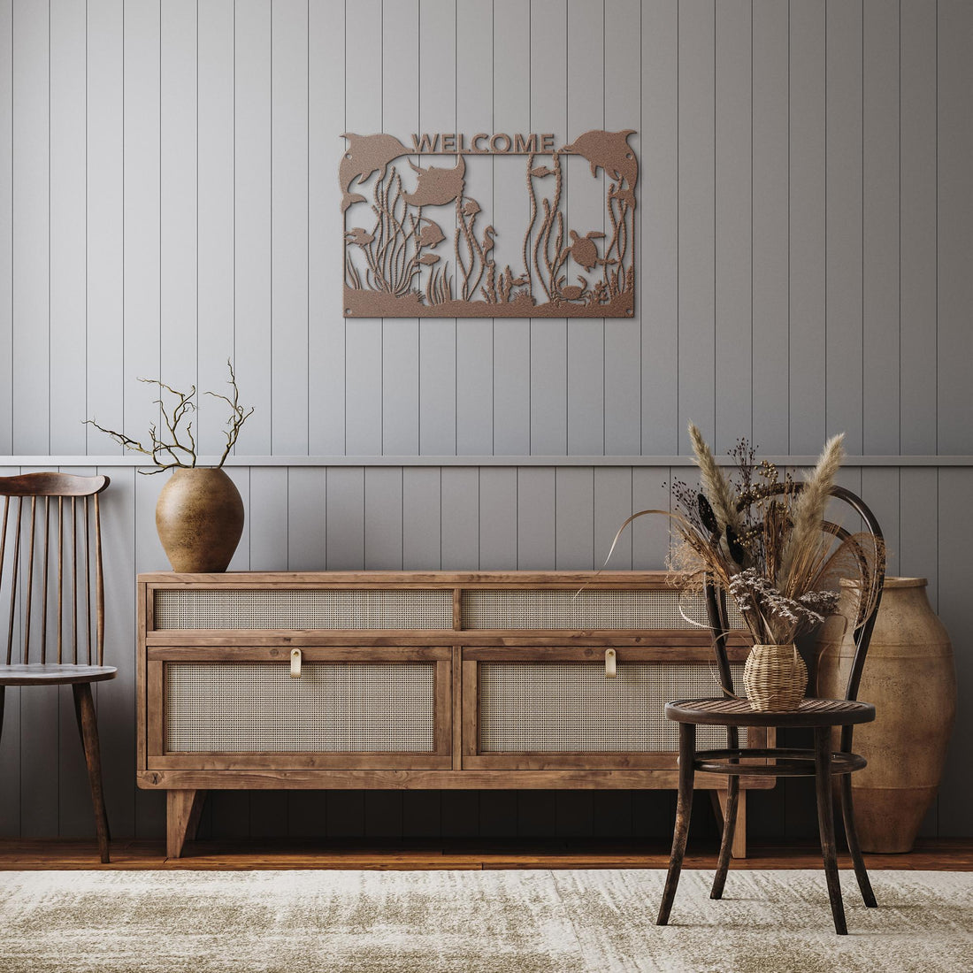 Personalized_Ocean_Aquarium_Scene_Copper_Rustic_Hallway_Mockup