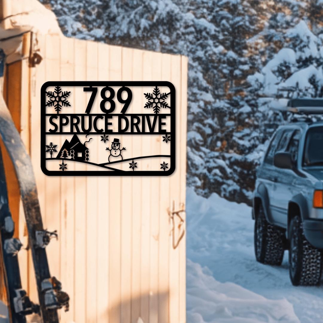 Personalized Winter Mountain Address Sign - Country Proud USA