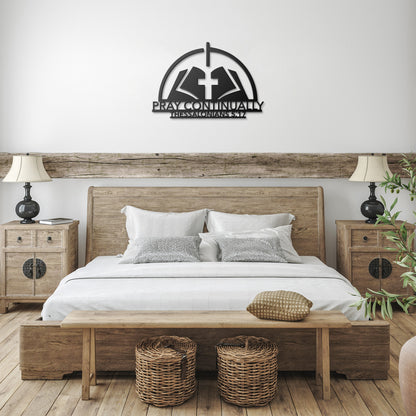 Pray Continually  Bible Verse Metal Wall Art