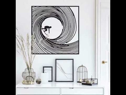 Barrel Wave Surfer Metal Wall Art
