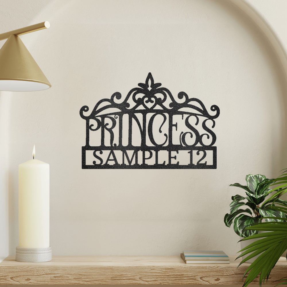 Princess Crown Monogram Metal Wall Art