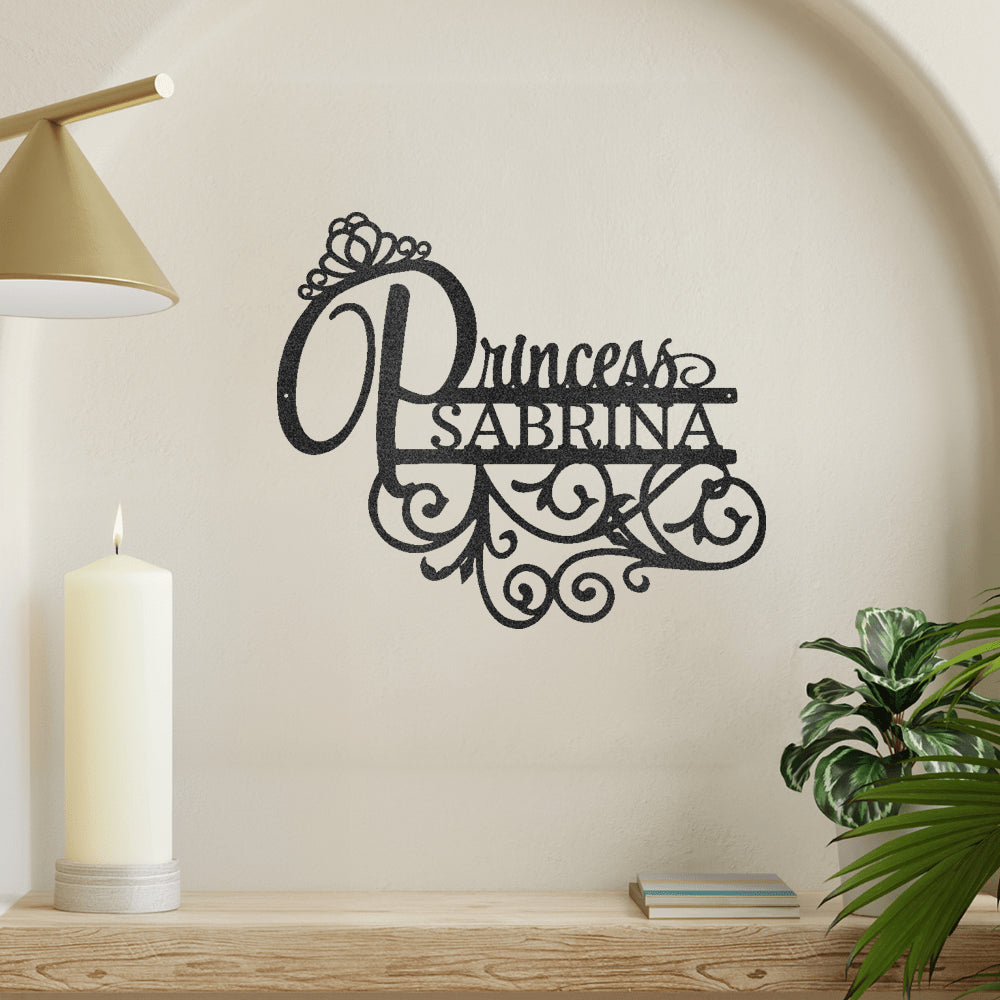 Princess Monogram Metal Wall Art Custom Decor