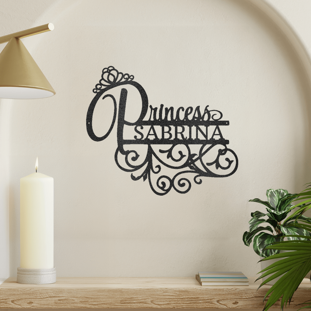 Princess Monogram Metal Wall Art Custom Decor