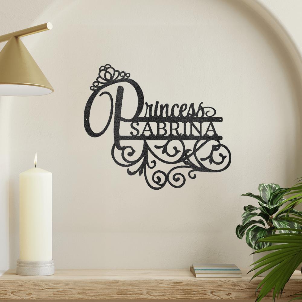 Princess Monogram Metal Wall Art Custom Decor