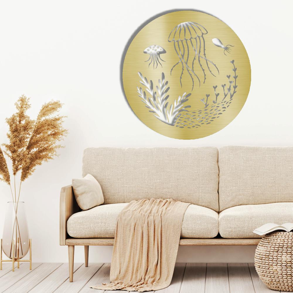 Jellyfish wall art in gold