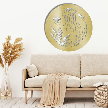 Jellyfish wall art in gold