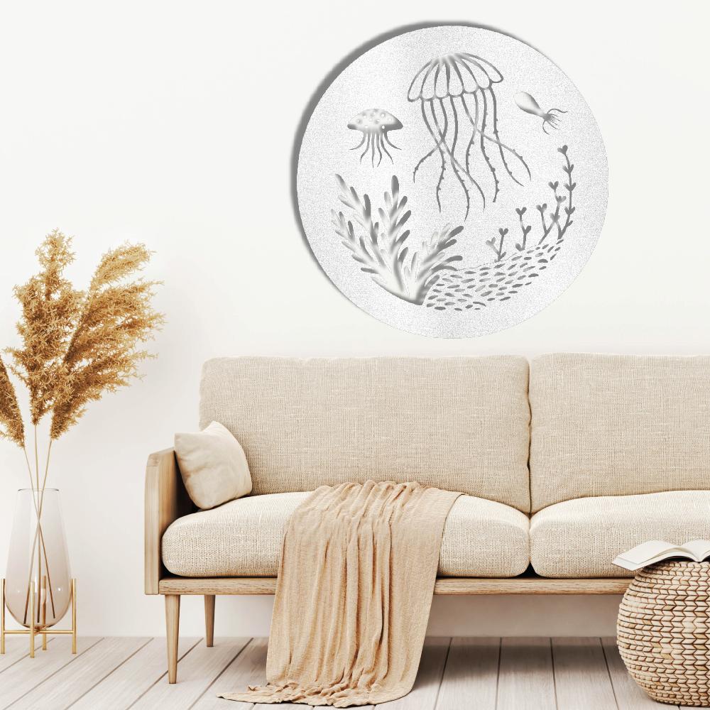 Jellyfish wall art in white