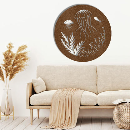 Jellyfish wall art in copper