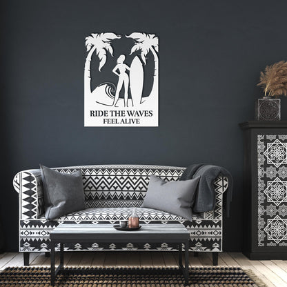 Ride_the_Waves_Feel_Alive_Metal_Wall_Art_White_Dark_Living_Room_Mockup