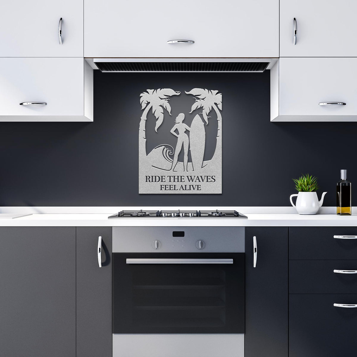 Ride_the_Waves_Feel_Alive_Metal_Wall_Art_Silver_Dark_Kitchen_Mockup