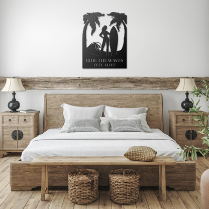 Ride_the_Waves_Feel_Alive_Metal_Wall_Art_Black_Farmhouse_Bedroom_Mockup.png