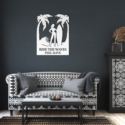 Ride_the_Waves_Feel_Alive_Metal_Wall_Art_White_Dark_Living_Room_Mockup.png