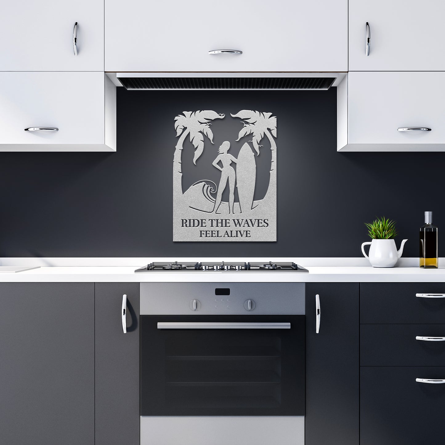 Ride_the_Waves_Feel_Alive_Metal_Wall_Art_Silver_Dark_Kitchen_Mockup.png