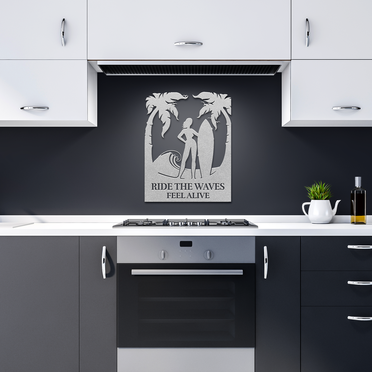 Ride_the_Waves_Feel_Alive_Metal_Wall_Art_Silver_Dark_Kitchen_Mockup.png