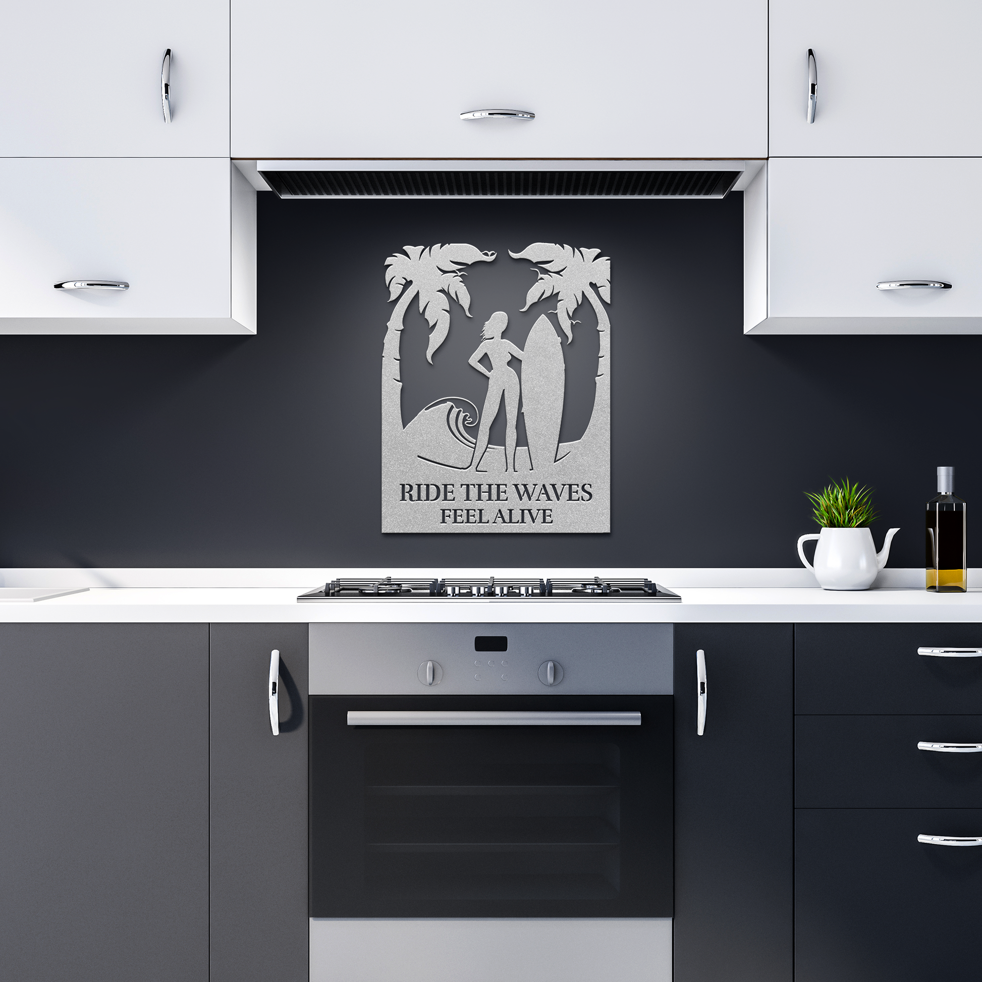 Ride_the_Waves_Feel_Alive_Metal_Wall_Art_Silver_Dark_Kitchen_Mockup.png