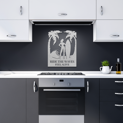 Ride_the_Waves_Feel_Alive_Metal_Wall_Art_Silver_Dark_Kitchen_Mockup.png