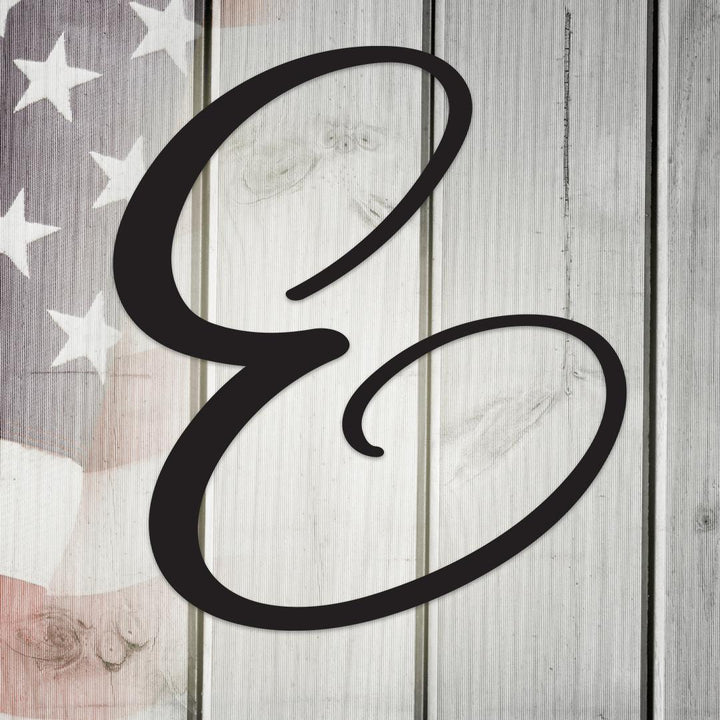 Letter E, Script Metal Wall Art Home Decor