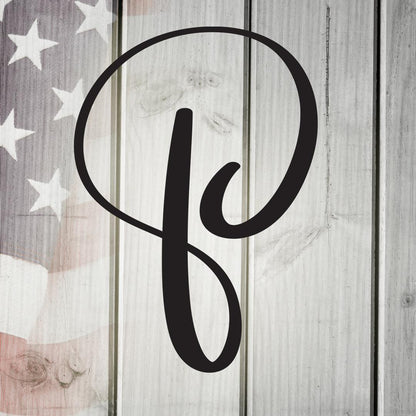 Script Letter P, Your Initial Metal Wall Art Decor
