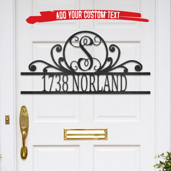 Scroll Family Name Metal Address Sign