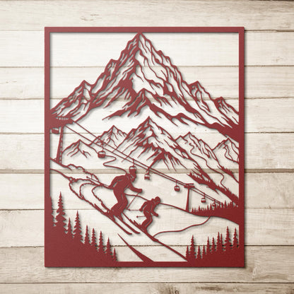 Ski_Adventure_Mountain_Scene_Metal_Wall__Red_Simple_Wood_BKGD_Mockup.png