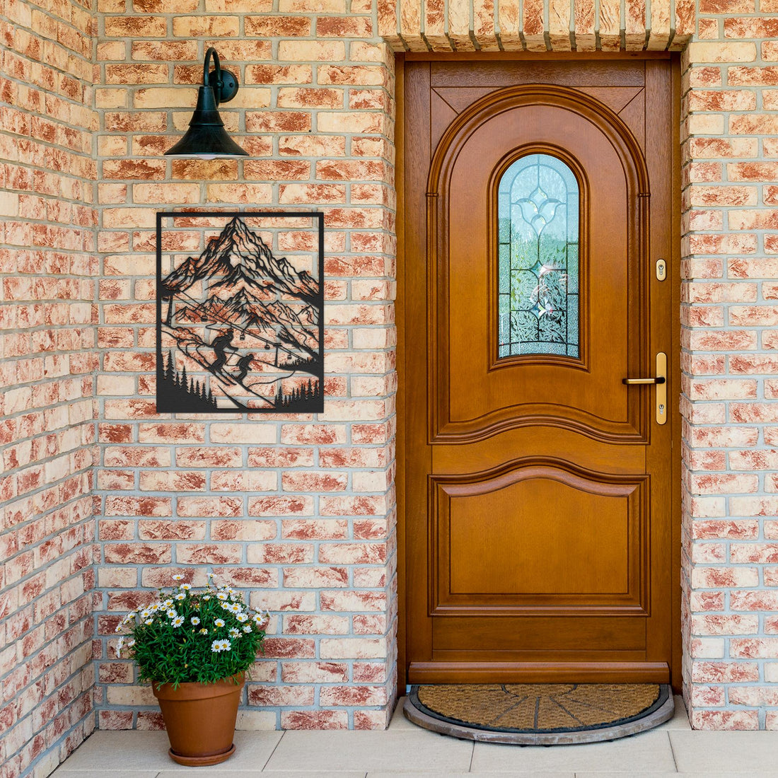 Ski_Adventure_Mountain_Scene_Metal_Wall__Black_Brick_Entrance_Mockup.png