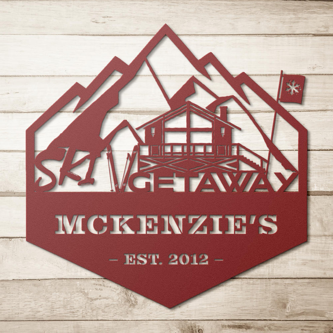 Personalized_Mountain_Cabin_Metal_Wall_A_Red_Simple_Wood_BKGD_Mockup.png