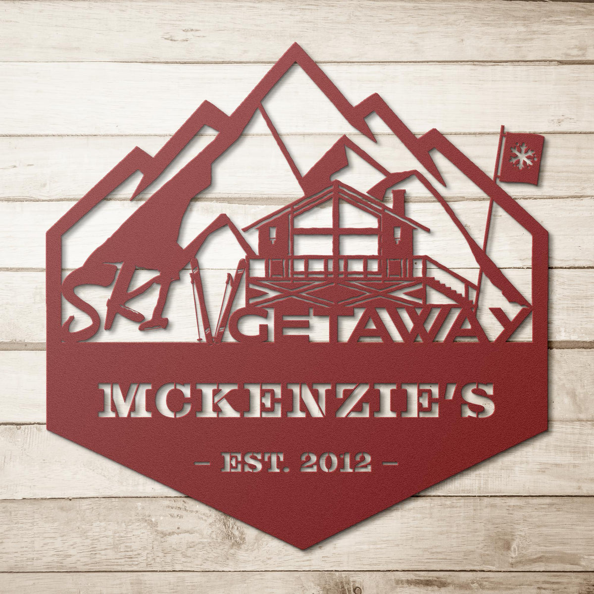 Personalized_Mountain_Cabin_Metal_Wall_A_Red_Simple_Wood_BKGD_Mockup.png