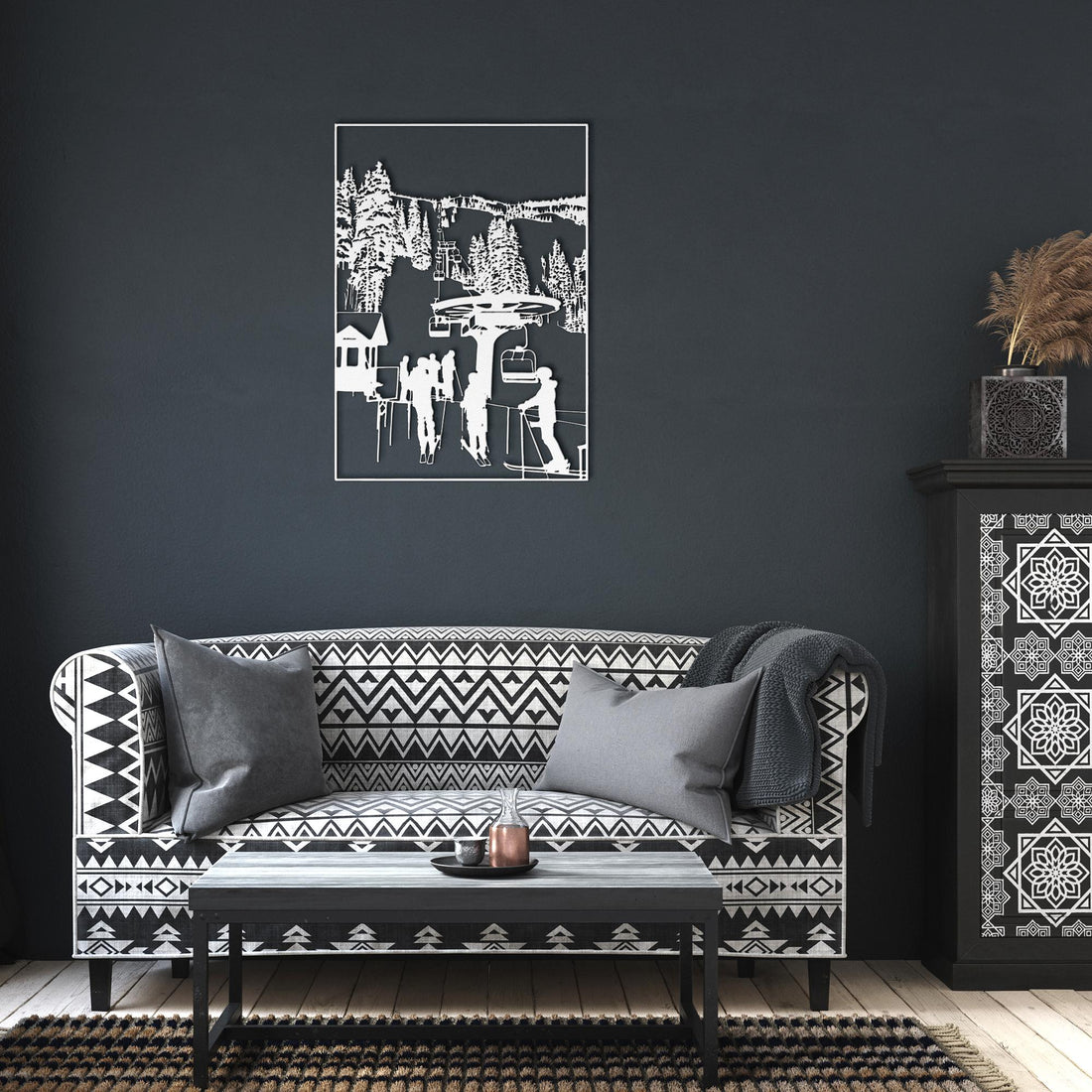 Ski_Lift_Line_Mountain_Scene_Metal_Wall__White_Dark_Living_Room_Mockup.png