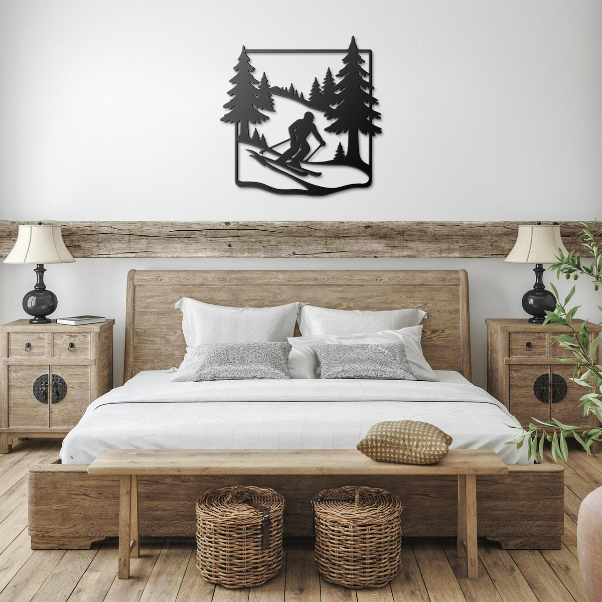 Skier_in_Pine_Forest_Metal_Wall_Art_Black_Farmhouse_Bedroom_Mockup.png