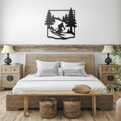 Skier_in_Pine_Forest_Metal_Wall_Art_Black_Farmhouse_Bedroom_Mockup.png