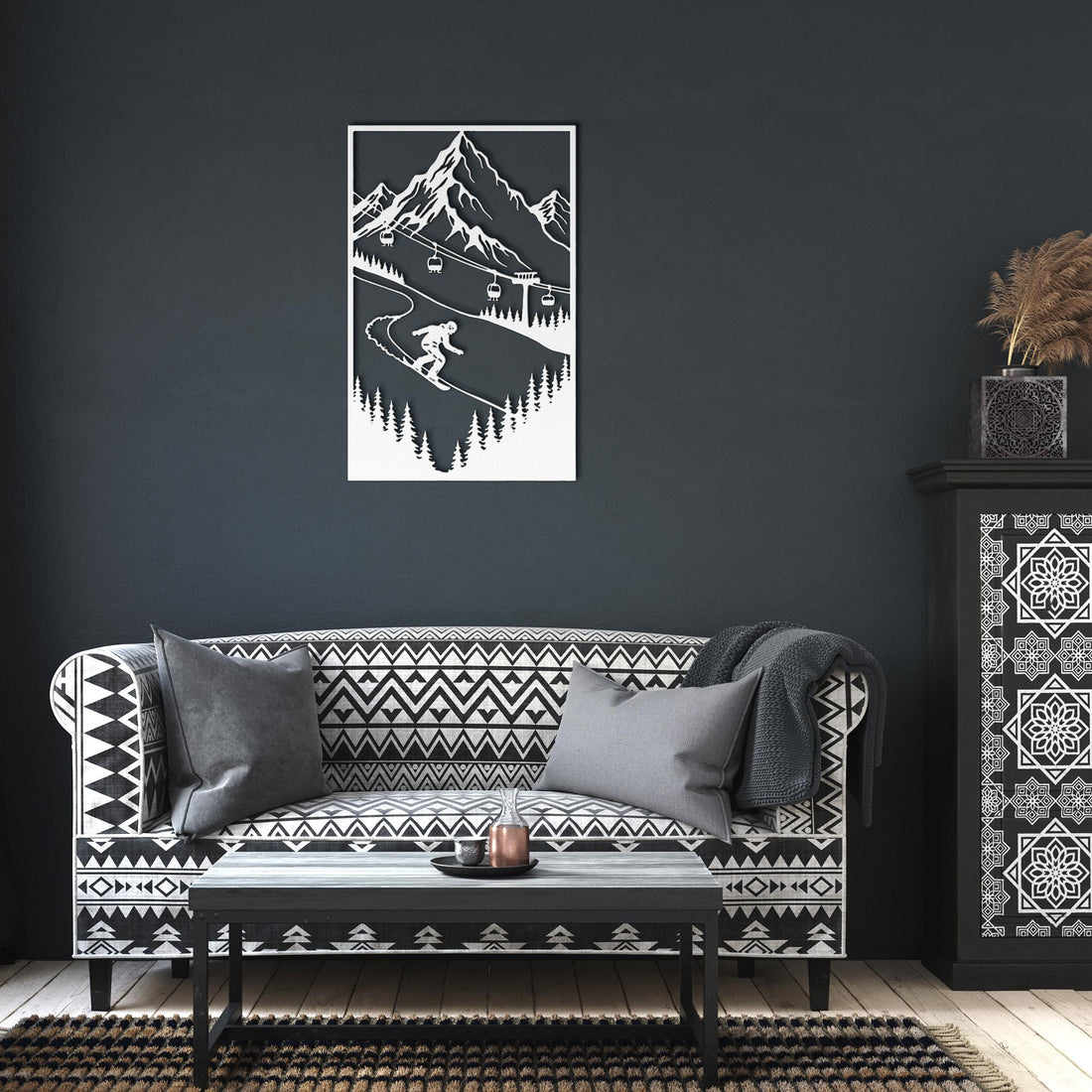 Snowboard_Mountain_Scene_Metal_Wall_Ar_White_Dark_Living_Room_Mockup.png