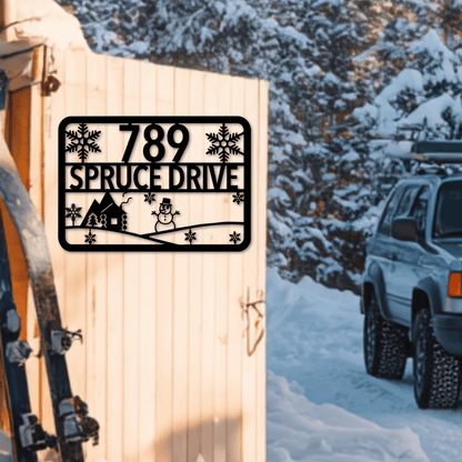 Personalized Winter Mountain Address Sign
