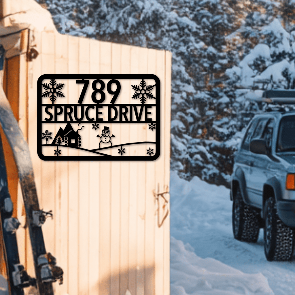 Personalized Winter Mountain Address Sign
