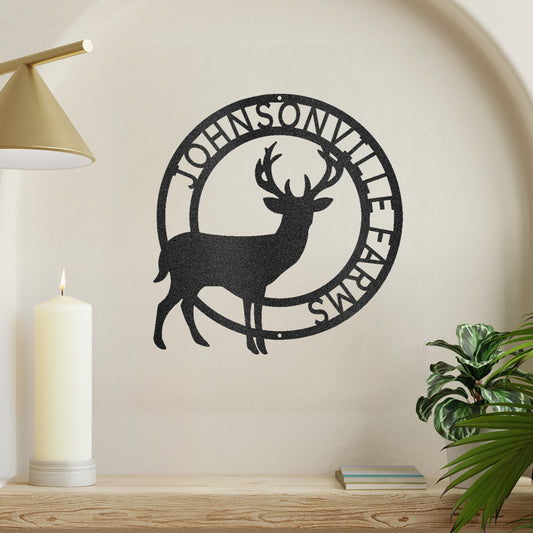 Stag Monogram Metal Wall Art Custom Decor