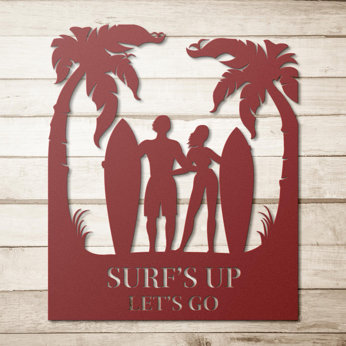 Surfs_Up_Lets_Go_Metal_Wall_Art_Red_Simple_Wood_BKGD_Mockup