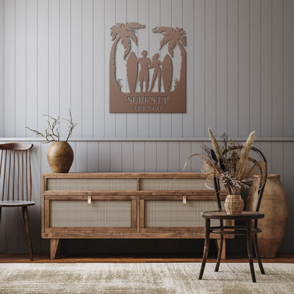 Surfs_Up_Lets_Go_Metal_Wall_Art_Copper_Rustic_Hallway_Mockup