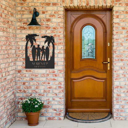 Surfs_Up_Lets_Go_Metal_Wall_Art_Black_Brick_Entrance_Mockup