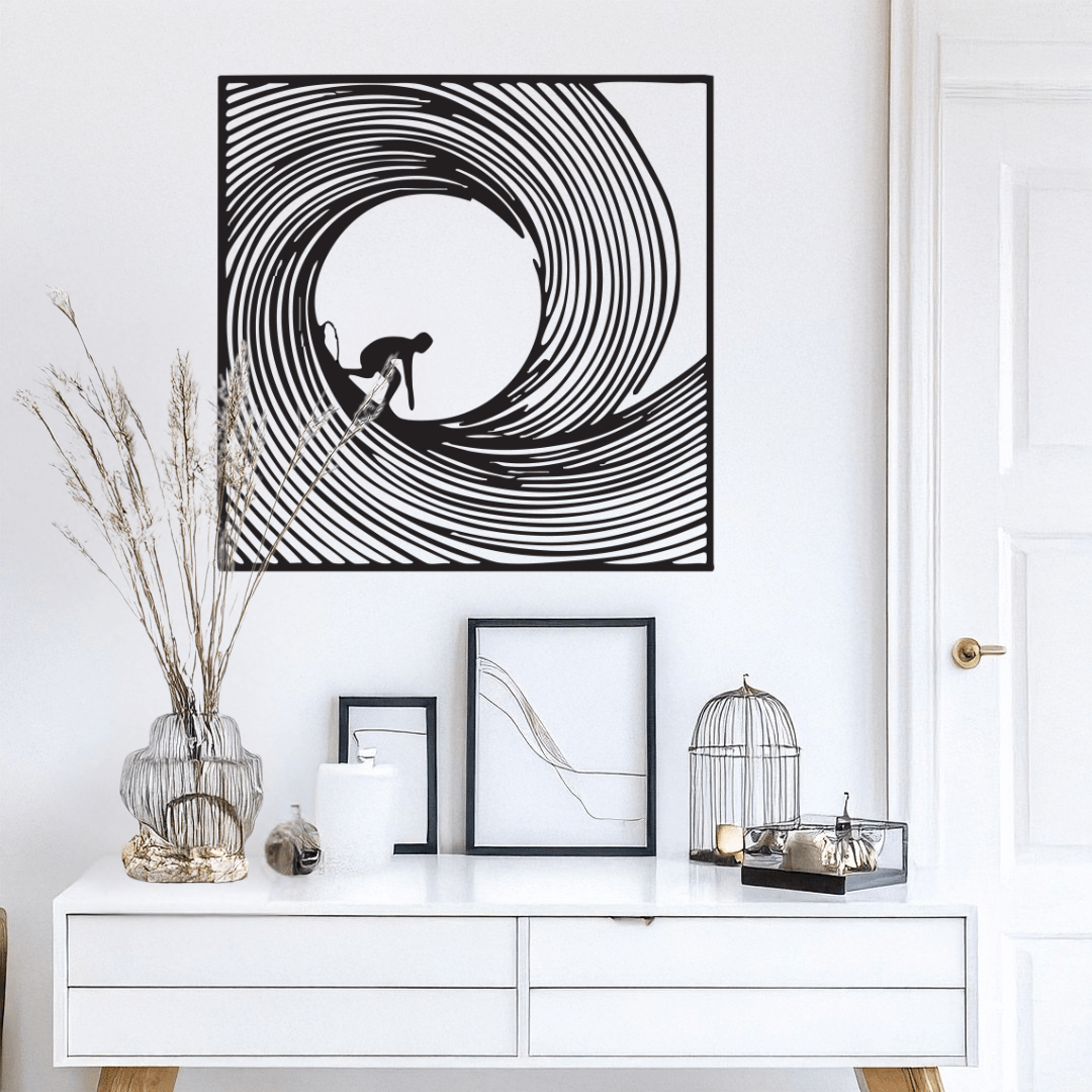 Barrel Wave Surfer Metal Wall Art - Country Proud USA