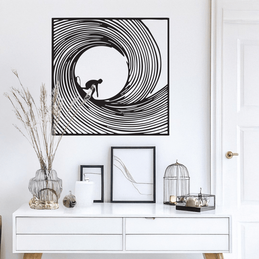 Barrel Wave Surfer Metal Wall Art - Country Proud USA