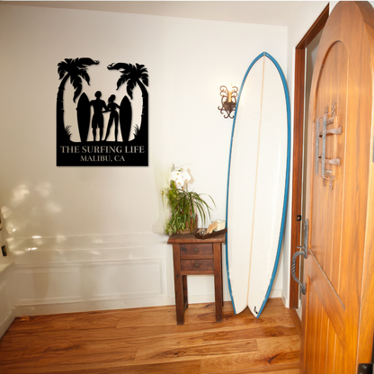 Personalized Surfing Couple Metal Wall Art - Country Proud USA